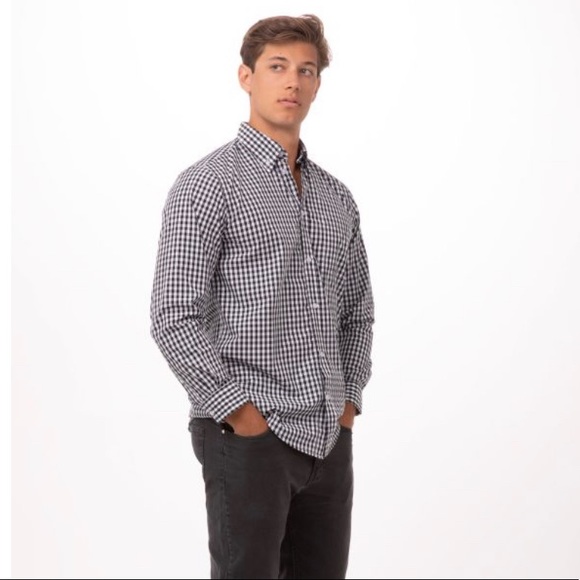 Chef Works GINGHAM Collared DRESS SHIRT - Picture 3 of 5